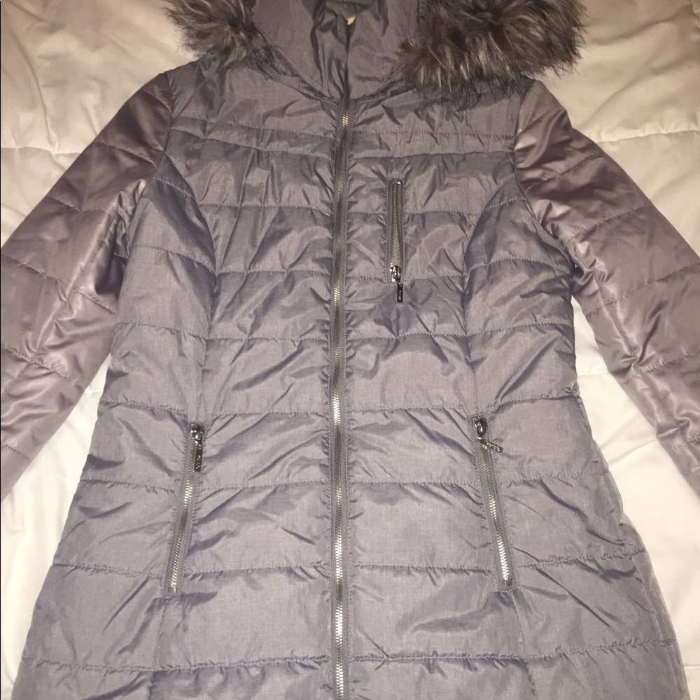Kensie Heavy Winter Coat Faux Fur Removable Hood